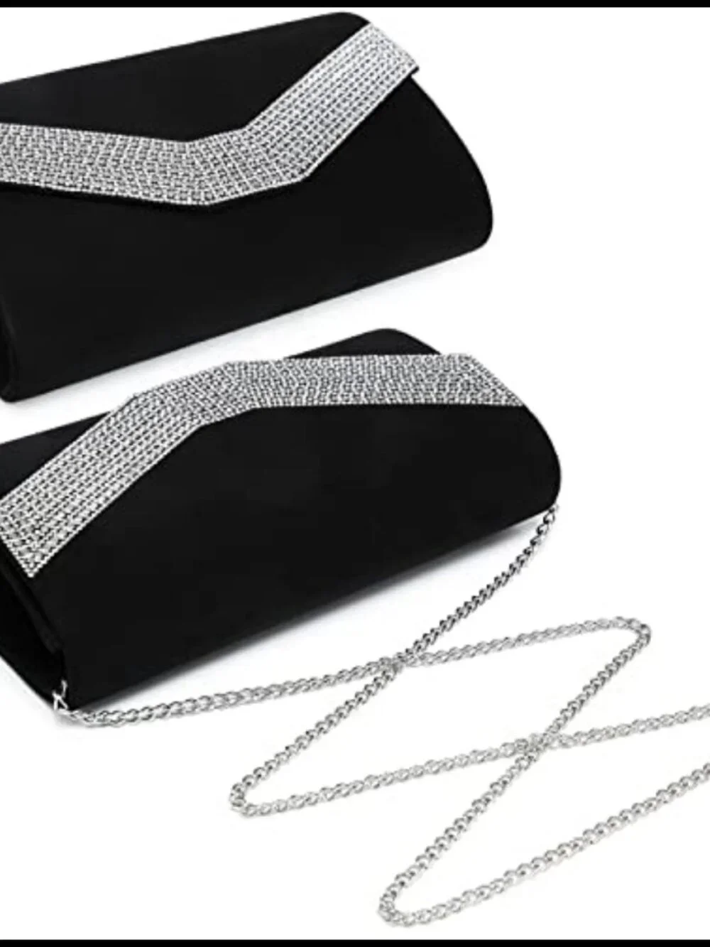 Elegant Velvet Evening Clutch Bag with Silver Chain Strap